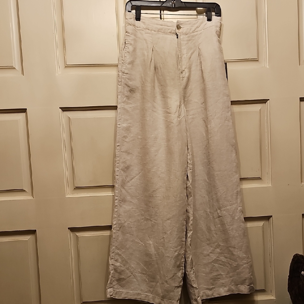 Halston Heritage Tan Wide Leg Pants High Waisted